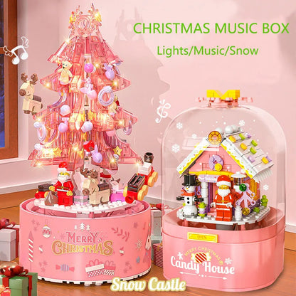 Merry Christmas Music Box Christmas Tree Building Blocks DIY Doll