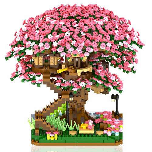 Bibilock 2138pcs Sakura House Tree Building Blocks Cheer Flower City