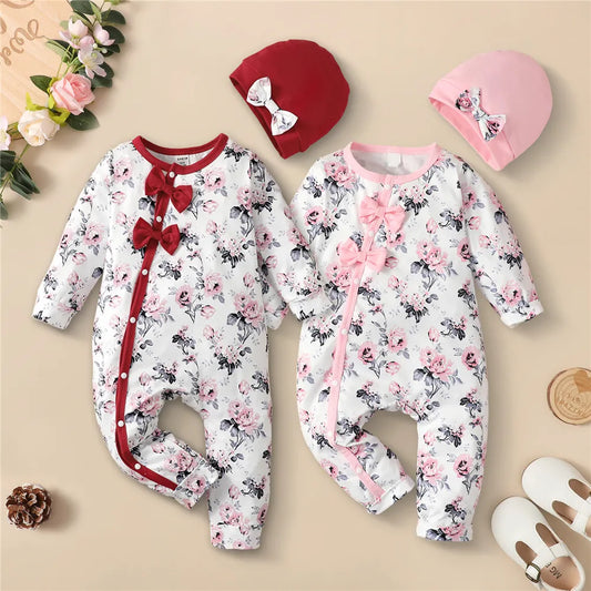 0-18 Months Newborn Baby Girl Romper Clothes Long Sleeve Flower