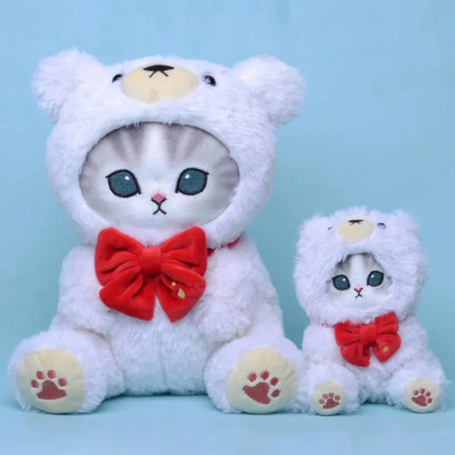 Cute Bear Coat Cat Toy Bow Cat Plush Doll Pendant Doll Beautiful Room