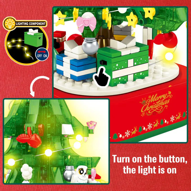 Creative Merry Christmas Tree Music Box With Led Ligths Building