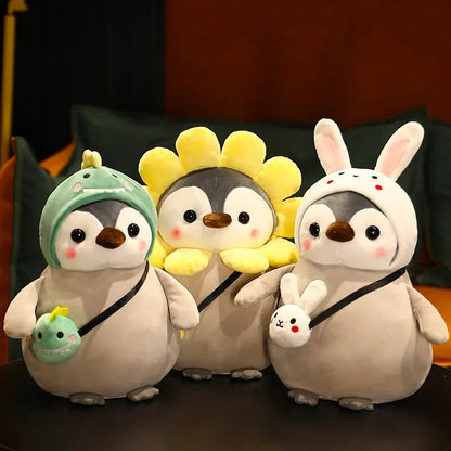 25cm Kawaii Penguin Plush Toys Lovely Penguin Turn to Dinosaur Sun