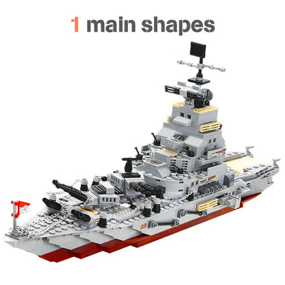 Navy War Chariot Ship Army Boat Plane Model Warships Building Blocks