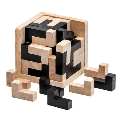 3D Cube Puzzle Luban Interlocking Creative Educational Wooden Toy