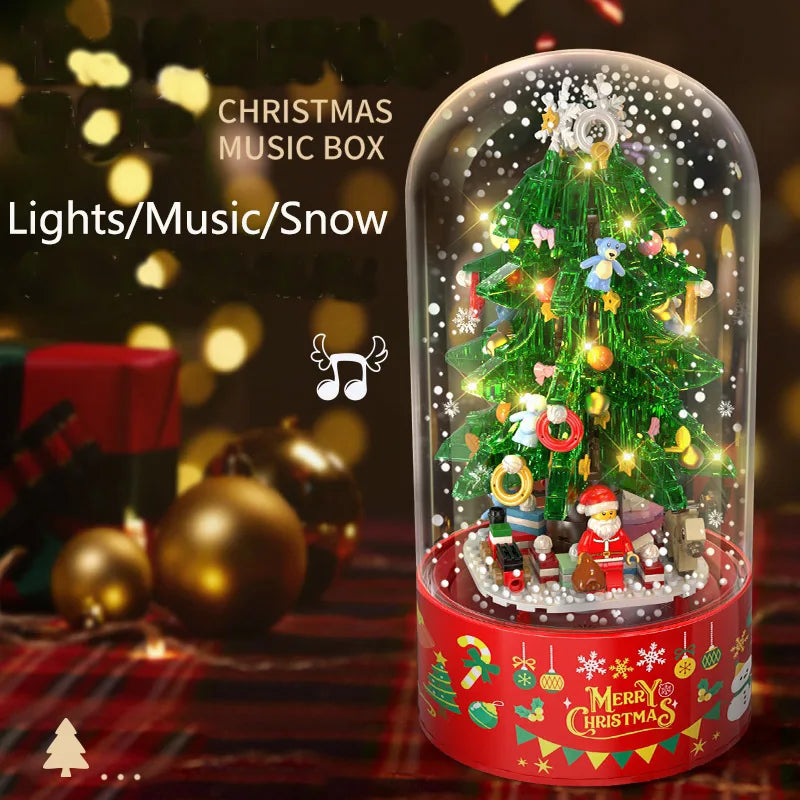 Merry Christmas Music Box Christmas Tree Building Blocks DIY Doll