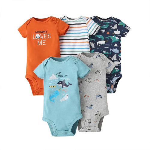 5PCS/Lot Baby Bodysuits 100% Cotton Newborn Baby Boys Clothes Short