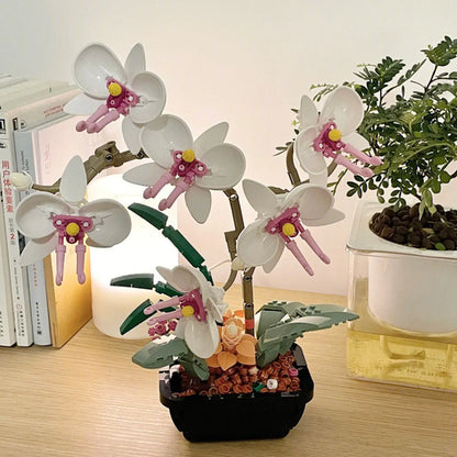 Flowers Orchid Building blocks Kit bonsai Botanical home Decor Home