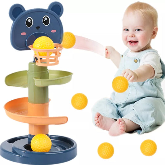 Baby Activity Toys Rolling Ball Pile Tower Rotating Track Ball Tower