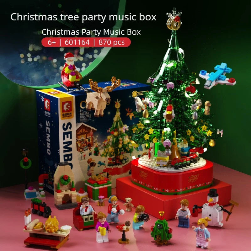 Building Blocks Bricks DIY Christmas Tree Music Box Potted Bouquet