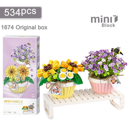 Mini Building Blocks Flowers DIY Plant Bouquets Potted Plant Models