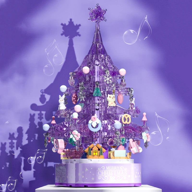 SEMBO 729pcs Purple Dream Christmas Tree Lights Music Box Building