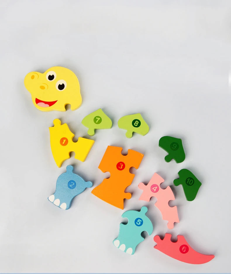 Rectangle Wooden Puzzle for Kids, Animals Vehicles Pattern Colorful