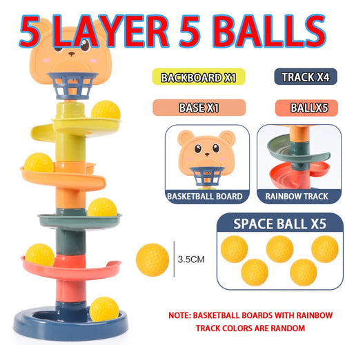 Baby Activity Toys Rolling Ball Pile Tower Rotating Track Ball Tower