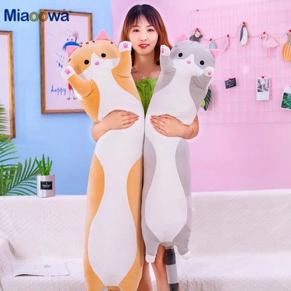 50/70cm Cute Soft Long Cat Plush Toys Stuffed Pause Office Nap Pillow