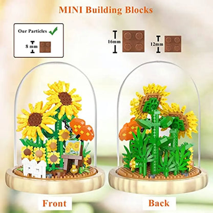 Flowers Bouquet Building Blocks Set Mini Bricks Sunflower Botanical