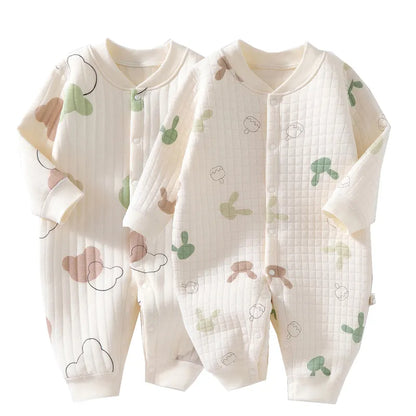 Muslin Newborn Jumpsuit Cartoon Bear Long Sleeves Baby Rompers for