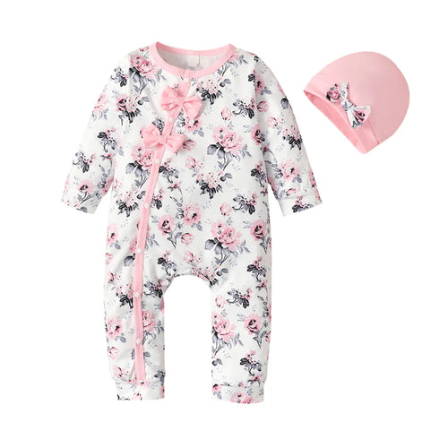 0-18 Months Newborn Baby Girl Romper Clothes Long Sleeve Flower