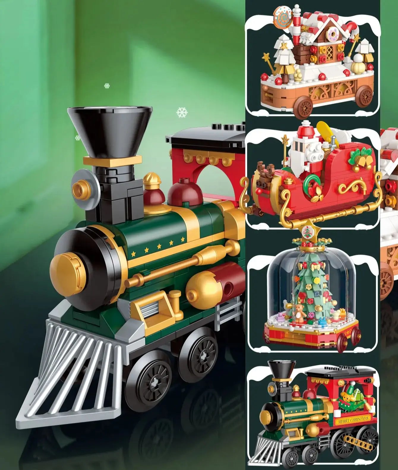 Children's Christmas Train Building Block Set DIY Christmas Tree Music