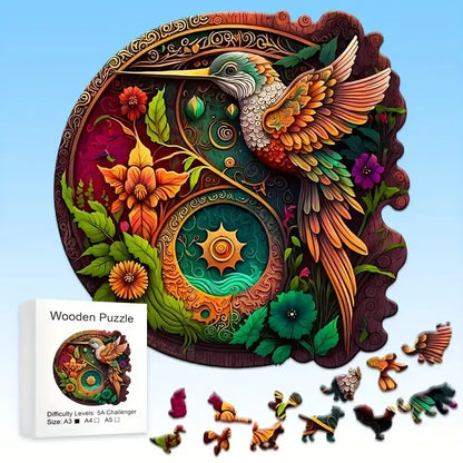 Bird Wooden Puzzle for Adults, Uniquely Irregular Animal Shaped Wooden