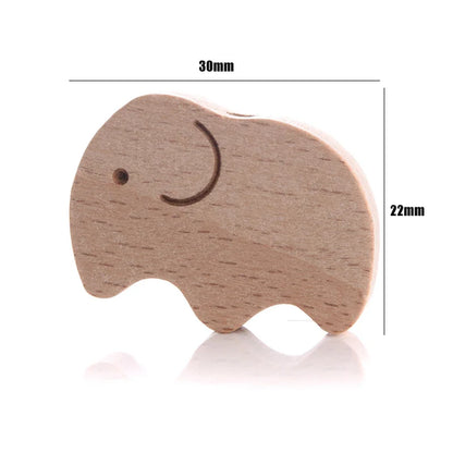 10Pcs Beach Wood Baby Beads Animal Shape Wooden Newborn Teething Ring