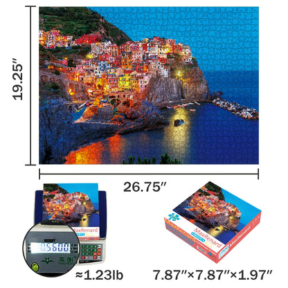 MaxRenard Jigsaw Puzzle 1000 Pieces for Adults Cinque Terra Night View