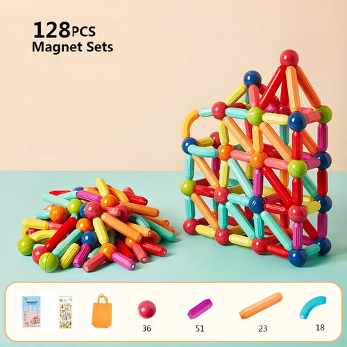 Magnetic Building Sticks Blocks Toy For Toddlers Montessori Stem