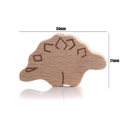 10Pcs Beach Wood Baby Beads Animal Shape Wooden Newborn Teething Ring