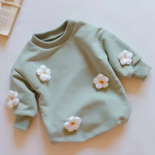 2023 Spring Baby Clothes Flowers Sweatshirt Romper Baby Girl Boys Long