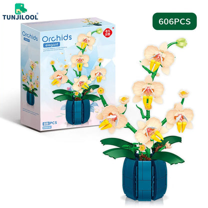 Orchid Building Blocks Flowers Bouquet Flower Blocks Bonsai Plant