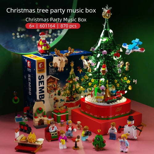 Building Blocks Bricks DIY Christmas Tree Music Box Potted Bouquet