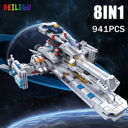 8IN1 941PCS Space Battleship Aircraft Fighter Building Blocks Star