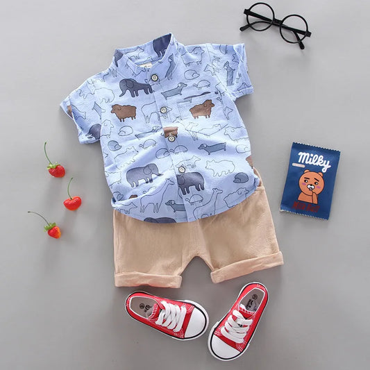 Fashion Baby Boy's Suit Summer Casual Clothes Set Top Shorts 2PCS Baby