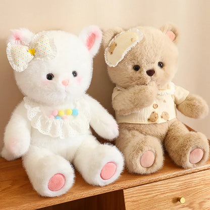 45cm Cute Bow Cat And Bear Plush Toys Doll Pillow Stuffed Toy Stuffed