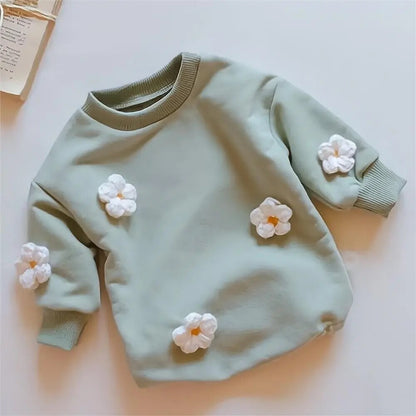 2023 Spring Baby Clothes Flowers Sweatshirt Romper Baby Girl Boys Long