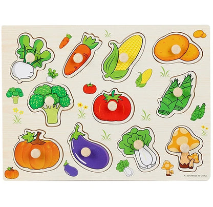 30cm Baby Toys Montessori Wooden Puzzle Hand Grab Board Educational