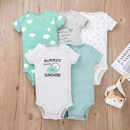 5PCS/Lot Baby Bodysuits 100% Cotton Newborn Baby Boys Clothes Short