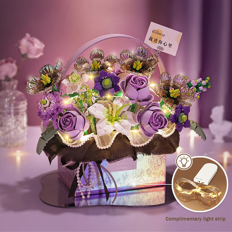 Flower Bouquet Gift Box Eternal Flower Series Mini Particle Building