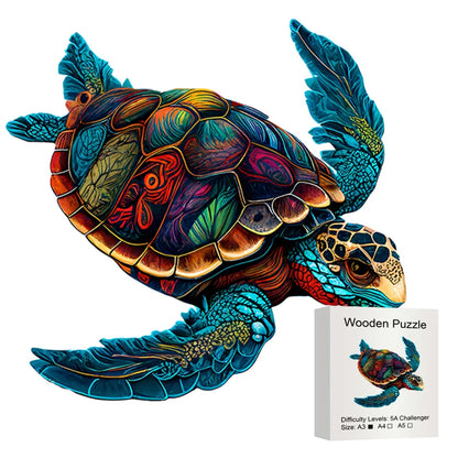 Sea Turtle Wooden Puzzle Toys, Unique Shaped Pieces Wooden Toys for