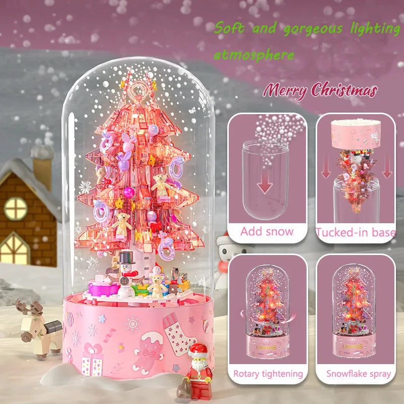 Merry Christmas Music Box Christmas Tree Building Blocks DIY Doll