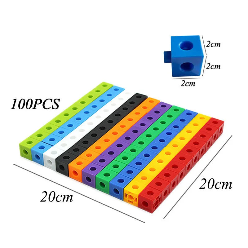 100Pcs/Set 2x2x2CM Square Cube Shape Building Blocks Educational Toys