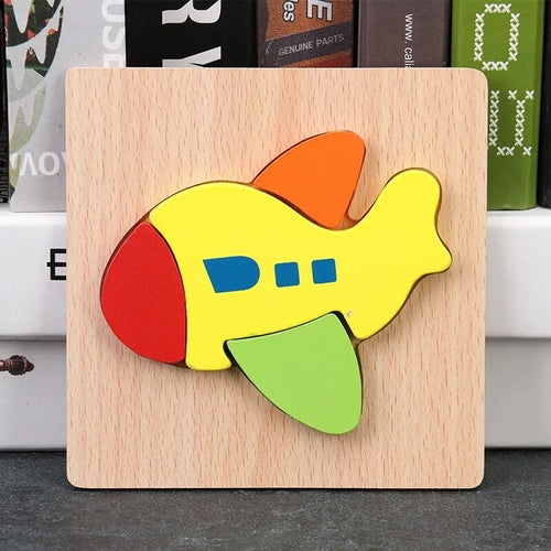 Baby High Quality 3D Wooden Puzzles Educational Cartoon Animals Early