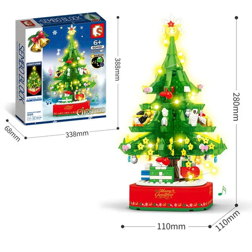 Day Crystal Building Blocks Christmas Tree Music Box Ambient Lights