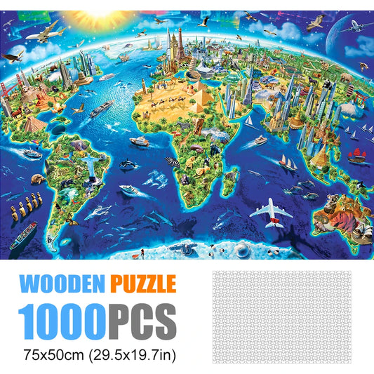 1000 Pieces Wooden Puzzles Jigsaw Puzzl Paper Educational Toys for