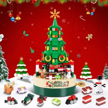 Diy Christmas Tree Brick Music Box Revolving Music Box Building Blocks