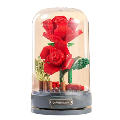 Rose Music Box Immortal Flower DIY Building Block Musical Box Romantic