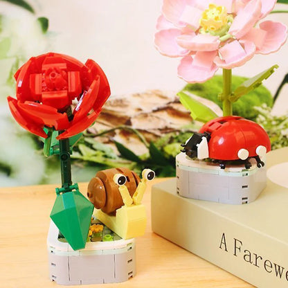 DIY Mini Butterfly Insect Potted Plant Bonsai Flower Block Rose