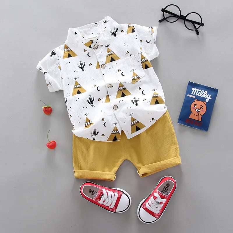 Fashion Baby Boy's Suit Summer Casual Clothes Set Top Shorts 2PCS Baby