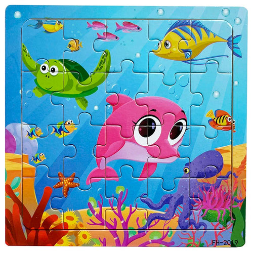 20piece Wooden Puzzle Cartoon Animals Car Letter Number Pattern Jigsaw