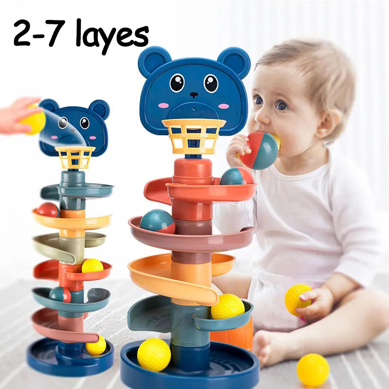 2-7 Layes Track Rolling Ball Pile Tower Early Educational Toy for