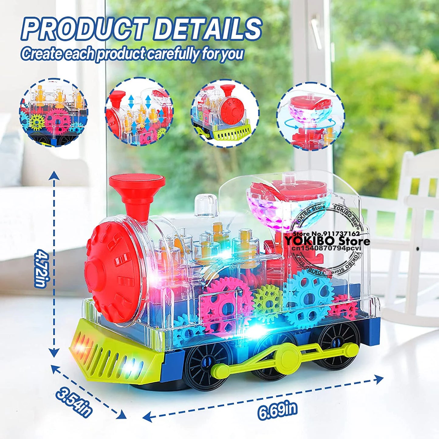 Electric Train Toy for Kids Toddlers Crawling Train with Light  Sound